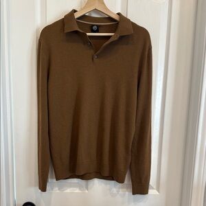 Moss Bros merino wool polo long sleeve